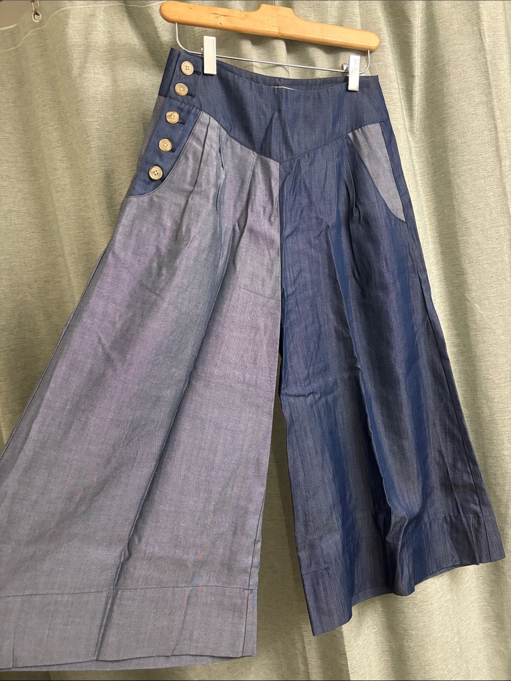 Archerie NYC Designer Two-Toned Blue Wide Leg Culottes Pants Size 2
